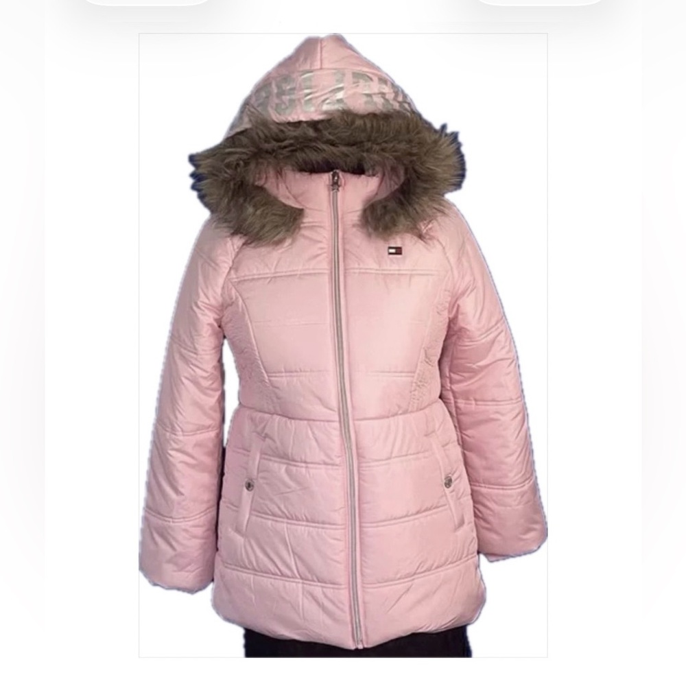 Tommy Hilfiger Pink Kids Jacket with Fur Trim